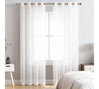 WUXXIANG Cortinas 120 x 140 cm Translucidas, Fuerte y Suave, Muy Finitas, Entra La Luz, Moderna Cortina Corta con Ojales para Comedor Cocina Balcón, Blanco