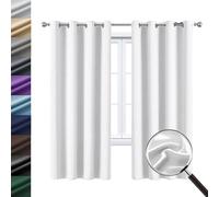 WUXXIANG Cortinas Dormitorio Cortas 2 Piezas 35 x 65 cm Conserva Intimidad y Temperatura, Cortinas Dormitorio Visillos para Ventanas, con Corbatas, para Dormitorio, Cocina, Blanco