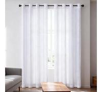 WUXXIANG Cortinas Modernas 100 x 255 cm Translucidas, Muy Finitas, Entra La Luz, Cortina Semiopaca con Ojales para Salon Dormitorio Cocina Comedor Cocina Balcón, Blanco