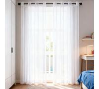 WUXXIANG Cortinas Modernas 115 x 225 cm Translucidas, Muy Finitas, Entra La Luz, Cortina Semiopaca con Ojales para Salon Dormitorio Cocina Comedor Cocina Balcón, Blanco