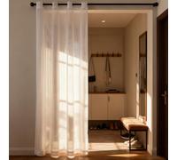 WUXXIANG Cortinas Modernas 115 x 225 cm Translucidas, Muy Finitas, Entra La Luz, Cortina Semiopaca con Ojales para Salon Dormitorio Cocina Comedor Cocina Balcón, Blanco