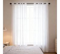 WUXXIANG Cortinas Modernas 115 x 225 cm Translucidas, Muy Finitas, Entra La Luz, Cortina Visillos con Ojales para Salon Dormitorio Cocina Comedor Cocina Balcón, Blanco
