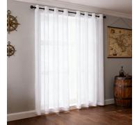 WUXXIANG Cortinas Modernas 115 x 225 cm Translucidas, Muy Finitas, Entra La Luz, Cortina Visillos con Ojales para Salon Dormitorio Cocina Comedor Cocina Balcón, Blanco