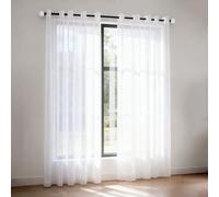 WUXXIANG Cortinas Modernas 115 x 225 cm Translucidas, Muy Finitas, Entra La Luz, Cortinas Visillos con Ojales para Salon Dormitorio Cocina Comedor Cocina Balcón, Blanco