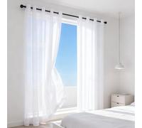 WUXXIANG Cortinas Modernas 115 x 225 cm Translucidas, Muy Finitas, Entra La Luz, Visillos Salón con Ojales para Salon Dormitorio Cocina Comedor Cocina Balcón, Blanco