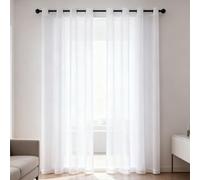 WUXXIANG Cortinas Modernas 122 x 115 cm Translucidas, Muy Finitas, Entra La Luz, Cortinas Visillo con Ojales para Salon Dormitorio Cocina Comedor Cocina Balcón, Blanco