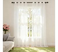 WUXXIANG Cortinas Modernas 125 x 65 cm Translucidas, Muy Finitas, Entra La Luz, Cortinas Visillo con Ojales para Salon Dormitorio Cocina Comedor Cocina Balcón, Blanco