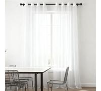 WUXXIANG Cortinas Modernas 135 x 195 cm Translucidas, Muy Finitas, Entra La Luz, Cortinas Visillo con Ojales para Salon Dormitorio Cocina Comedor Cocina Balcón, Blanco