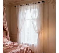 WUXXIANG Cortinas Modernas 148 x 89 cm Translucidas, Muy Finitas, Entra La Luz, Cortinas Visillos con Ojales para Salon Dormitorio Cocina Comedor Cocina Balcón, Blanco