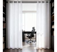 WUXXIANG Cortinas Modernas 165 x 70 cm Translucidas, Muy Finitas, Entra La Luz, Cortinas Visillos con Ojales para Salon Dormitorio Cocina Comedor Cocina Balcón, Blanco