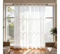 WUXXIANG Cortinas Modernas 165 x 86 cm Translucidas, Muy Finitas, Entra La Luz, Visillo Cortinas con Ojales para Salon Dormitorio Cocina Comedor Cocina Balcón, Blanco