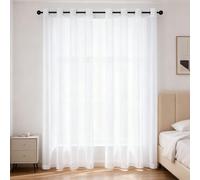 WUXXIANG Cortinas Modernas 173 x 240 cm Translucidas, Muy Finitas, Entra La Luz, Visillo Cortinas con Ojales para Salon Dormitorio Cocina Comedor Cocina Balcón, Blanco