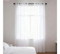 WUXXIANG Cortinas Modernas 179 x 235 cm Translucidas, Muy Finitas, Entra La Luz, Visillos Salón con Ojales para Salon Dormitorio Cocina Comedor Cocina Balcón, Blanco
