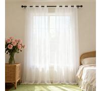 WUXXIANG Cortinas Modernas 190 x 242 cm Translucidas, Muy Finitas, Entra La Luz, Cortina Semiopaca con Ojales para Salon Dormitorio Cocina Comedor Cocina Balcón, Blanco