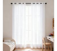 WUXXIANG Cortinas Modernas 207 x 104 cm Translucidas, Muy Finitas, Entra La Luz, Cortina Semiopaca con Ojales para Salon Dormitorio Cocina Comedor Cocina Balcón, Blanco