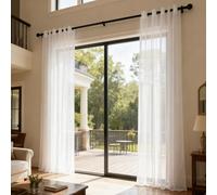 WUXXIANG Cortinas Modernas 231 x 164 cm Translucidas, Muy Finitas, Entra La Luz, Cortinas Visillos con Ojales para Salon Dormitorio Cocina Comedor Cocina Balcón, Blanco