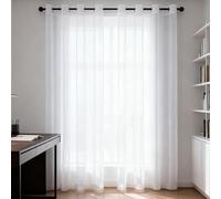 WUXXIANG Cortinas Modernas 246 x 250 cm Translucidas, Muy Finitas, Entra La Luz, Visillo Cortinas con Ojales para Salon Dormitorio Cocina Comedor Cocina Balcón, Blanco