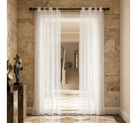 WUXXIANG Cortinas Modernas 267 x 224 cm Translucidas, Muy Finitas, Entra La Luz, Cortina Semiopaca con Ojales para Salon Dormitorio Cocina Comedor Cocina Balcón, Blanco