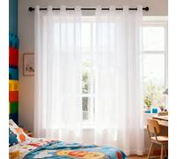 WUXXIANG Cortinas Modernas 55 x 115 cm Translucidas, Muy Finitas, Entra La Luz, Cortinas de Voile con Ojales para Salon Dormitorio Cocina Comedor Cocina Balcón, Blanco