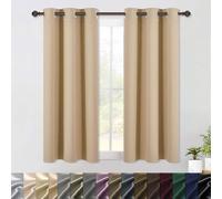 WUXXIANG Cortinas Opacas con Ojales 60 x 110 cm Opacas, Térmicas, Protección contra El Frío, Cortinas Opacas Termcias Aislantes Frio y Calor, con Corbatas, para Dormitorio, Cocina, Beige