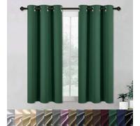 WUXXIANG Cortinas Opacas con Ojales 80 x 115 cm Conserva Intimidad y Temperatura, Cortinas Termicas Aislantes Dormitorio, con Corbatas, para Interiores, Sala de Estar, Verde Oscuro