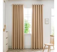 WUXXIANG Cortinas Opacas Termicas 2 Piezas 200 x 160 cm Opacas, Térmicas, Protección contra El Frío, Cortinas Blackout Salon Modernas, con Corbatas, para Interiores, Sala de Estar, Beige