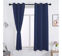 WUXXIANG Cortinas Opacas Termicas 2 Piezas 60 x 200 cm Conserva Intimidad y Temperatura, Cortinas Opacas para Dormitorio, 2 Unidades, para Dormitorio Juvenil, Azul Oscuro