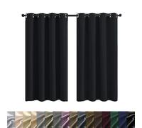 WUXXIANG Cortinas Opacas Termicas 2 Piezas 80 x 180 cm Opacas, Térmicas, Protección contra El Frío, Cortinas Dormitorio Modernas Cortinas Anti Luz, 2 Unidades, para Habitacion Salon, Negro