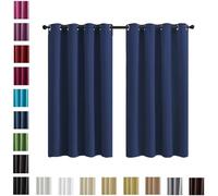 WUXXIANG Cortinas Opacas Termicas 2 Piezas 90 x 160 cm Opacas, Térmicas, Protección contra El Frío, Cortinas Salon Opacas con Aislamiento Térmico, con Corbatas, para Dormitorio Juvenil, Azul Oscuro