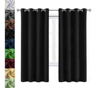 WUXXIANG Cortinas Salon Opacas 2 Piezas 140 x 80 cm Proteccion Solar, Protección Visual, Cortinas Aislantes Frio y Calor, 2 Unidades, para Dormitorio Juvenil, Negro