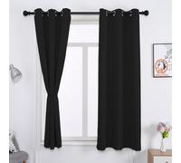 WUXXIANG Cortinas Salon Opacas 2 Piezas 70 x 160 cm Proteccion Solar, Protección Visual, Cortinas Opacas Resistente Al Calor y La Luz, con Corbatas, para Interiores, Sala de Estar, Negro