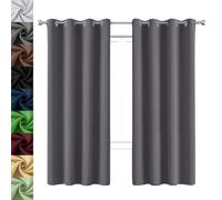 WUXXIANG Juego de 2 Cortinas Opacas Cortas 150 x 80 cm Conserva Intimidad y Temperatura, Cortina Opaca Termica Aislante, 2 Unidades, para Dormitorio, Cocina, Gris Oscuro