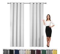 WUXXIANG Juego de 2 Cortinas Opacas Cortas 210 x 180 cm Protección de La Intimidad Protección Solar, Cortinas Opacas Térmicas para El Frío, con Corbatas, para Habitacion Salon, Blanco