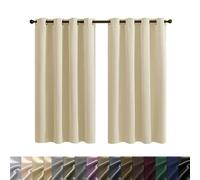 WUXXIANG Opacas Cortinas Salon Modernas 80 x 170 cm Poliéster Resistente,Protección UV y Sol, Cortinas Aislantes Térmicas con Ojales, 2 Unidades, para Interiores, Sala de Estar, Amarillo Arena
