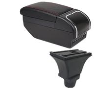 WUYDKEL Caja reposabrazos Compatible con Fiat 500 2009 2010 2011 2012 2013 2014 2015 2016 2017 2018 2019 2020 2021 2022 Consola Central De Coche Asiento Reposabrazos Caja Traje(Black Red)