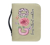 WUYOJUXA Funda de Biblia con asas, funda de la Biblia con estampado de flor de Dios para mujer, funda de la Biblia con bolsillo con cremallera, regalo de la iglesia católica para mujeres, se adapta a