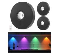 WUYOR Foco LED RGB recargable por USB, batería con mando a distancia, cambio de color, lámpara LED para debajo de los muebles, magnética, regulable, iluminación de armario, iluminación de vitrina