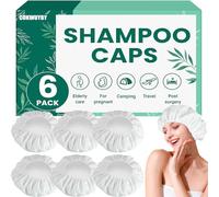WUYUAN - Paquete de 6 cápsulas de champú sin enjuague sin agua, gorras de lavado para el cabello, champú y tapa de condición para pacientes postrados en cama, ancianos, adultos