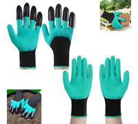 Wuyue Hua 2 Pares de Guantes de Jardinería con Garras para Hombre y Mujer, Guantes Impermeables para Excavar, Plantar y Agricultura, Guantes de Trabajo con 8 Garras, Verde