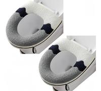 Wuyue Hua 2 piezas de suaves cubiertas de inodoro ovaladas con asa, lavables, en fibra acrílica blanca, adecuadas para todos los asientos de WC