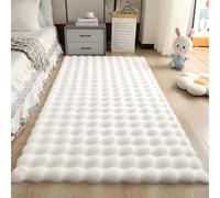 Wuyue Hua Cojín de felpa de conejo, con un estilo de terciopelo de burbujas cremoso, adecuado para salas de estar, dormitorios, camas, ventanales y sofás (blanco marfil, 60/120)