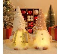 Wuyue Hua Juego de 2 piezas de decoración de gnomo de Navidad, adorno luminoso, decoración de escena de fiesta, decoración de árbol de Navidad con regalos (GM/BY)