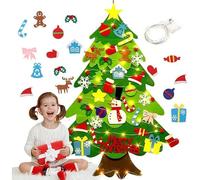 Wuyue Hua Kit de bricolaje para niños de árbol de Navidad de fieltro para colgar en la pared Árbol de Navidad para niños y niños pequeños con 32 adornos - Adornos navideños interactivos para el hogar