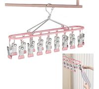 Wuyue Hua Perchero de ropa de metal con clips, de acero inoxidable para ropa y calcetines, tendedero con 20 clips, que puede secar calcetines, ropa de niños y
