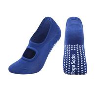 WUYXTO 2 pares de calcetines yoga antideslizantes silicona for mujer, deportivos transpirables sin espalda gran tamaño, invisibles algodón Color sólido for Pilates Para Yoga Pilates(Sapphire Blue)