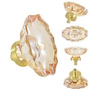 WUYXTO 4 pomos vintage de cristal con diseño flores for puertas armarios, tiradores redondos, herrajes muebles, decorativos Para Armarios De Muebles(Color 1)