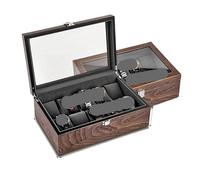 WUYXTO Caja de almacenamiento for reloj, caja nogal, relojes mecánicos simples, exhibición colección pulseras Para Relojes(Transparent cover 10)