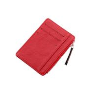 WUYXTO Cartera for Mujer Tarjetero for Tarjetas de crédito empresarial Estuche for Tarjetas bancarias Delgado de Cuero Organizador Cartera con Cremallera Unisex para Monedas(Red)