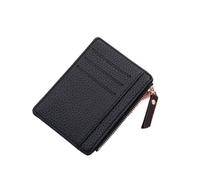 WUYXTO Cartera for Mujer Tarjetero for Tarjetas de crédito empresarial Estuche for Tarjetas bancarias Delgado de Cuero Organizador Cartera con Cremallera Unisex para Monedas(Black)