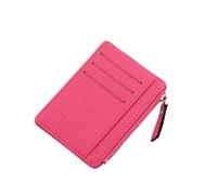 WUYXTO Cartera for Mujer Tarjetero for Tarjetas de crédito empresarial Estuche for Tarjetas bancarias Delgado de Cuero Organizador Cartera con Cremallera Unisex para Monedas(Rose Red)